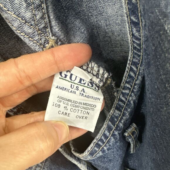 Guess Vintage 90s Y2K Medium Blue Wash Overalls USA Cotton Size XL Style 11737 - Picture 8 of 16